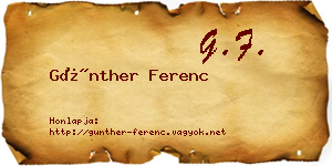 Günther Ferenc névjegykártya